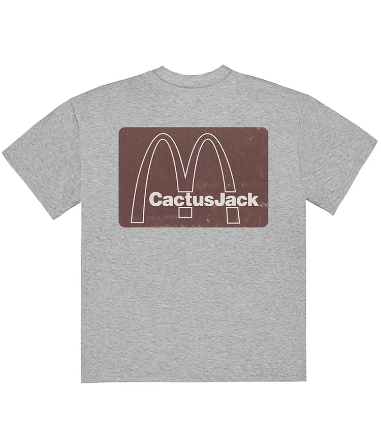 Travis Scott x McDonald's Menu Mono Logo T-Shirt Grey (front)