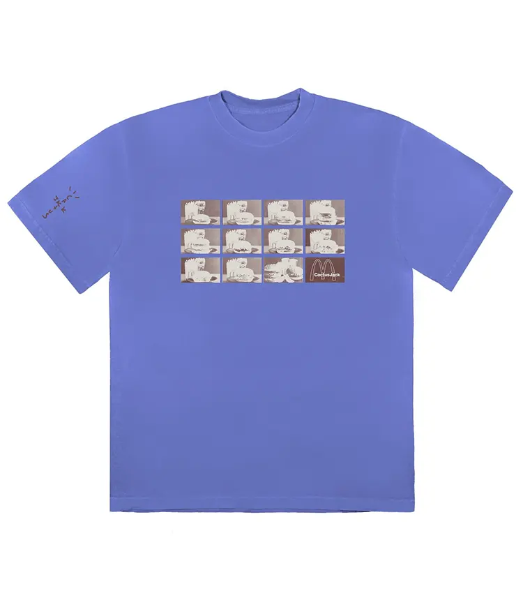 Travis Scott x McDonald's Menu Mono Logo T-Shirt Washed Purple (Front)